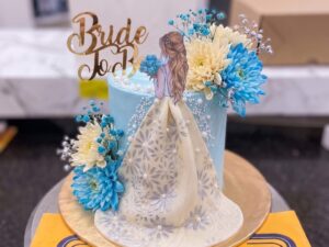 Blue Flower Bride Figurine Cake in Lahore
