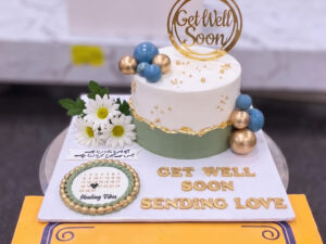 Blue Gold Get Well Soon Calendar Cake in Lahore