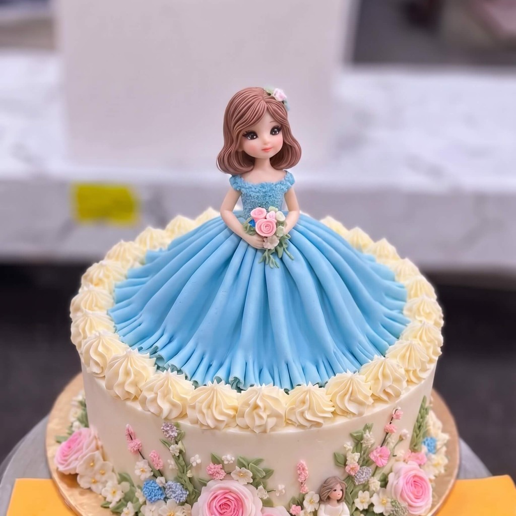 Beautiful Royal Princess Cakes in Lahore for Girls (2026 Guide) 14 Blue Gown Doll Cake in Lahore — Cococrave Lahore