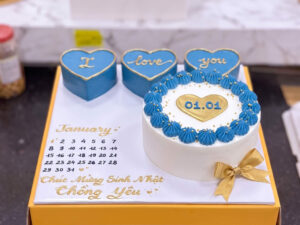 Blue Heart Calendar Anniversary Cake in Lahore