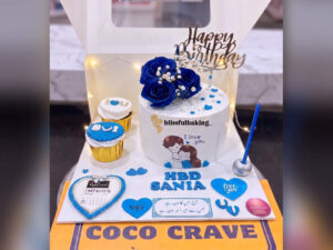 Blue Medical Birthday Cake with Stethoscope in Lahore