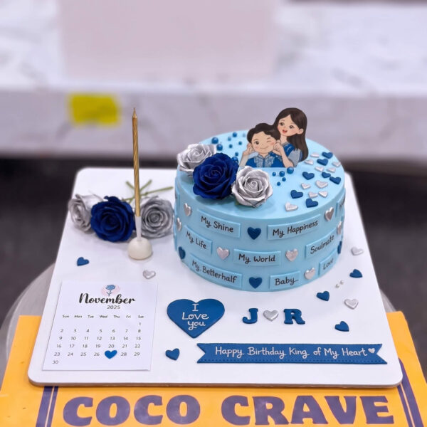 Blue Medical Couple Heart Cake in Lahore — delivered in Lahore