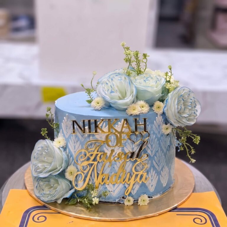 Blue Palette Rose Nikkah Mubarak Cake in Lahore