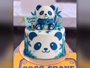 Blue Panda Bamboo Birthday Cake Design 2 in Lahore