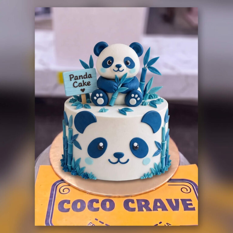 Blue Panda Bamboo Birthday Cake Design 2 in Lahore