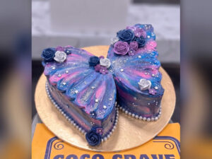 Blue Purple Butterfly Shaped Cake in Lahore — CocoCrave Lahore