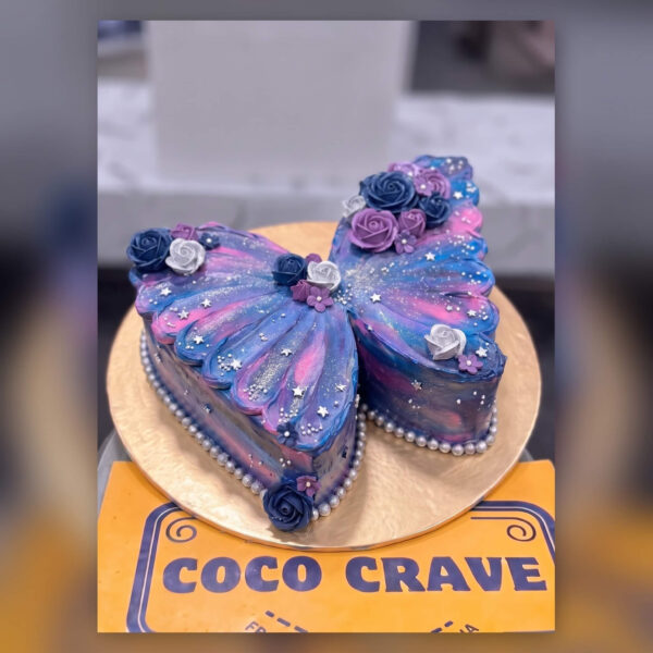 Blue Purple Butterfly Shaped Cake in Lahore — delivered in Lahore