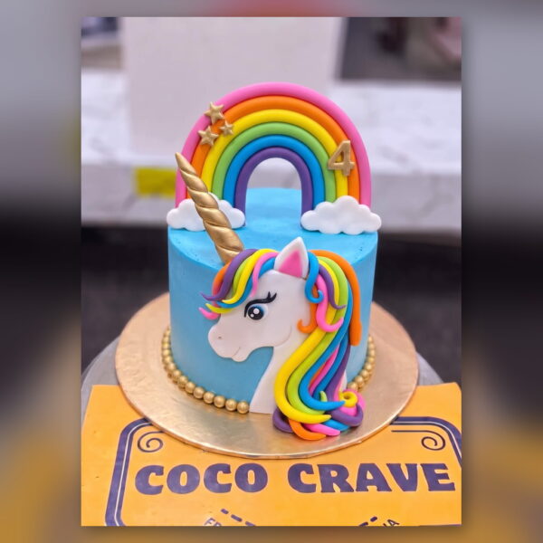 Blue Rainbow Unicorn Birthday Cake in Lahore — delivered in Sabzazar, Lahore
