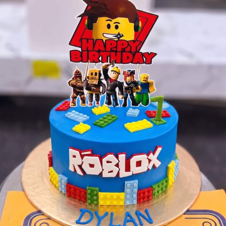 Blue Roblox 7th Birthday Cake in Lahore