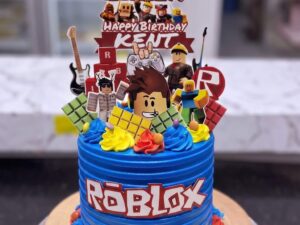 Blue Roblox Adventure Birthday Cake in Lahore