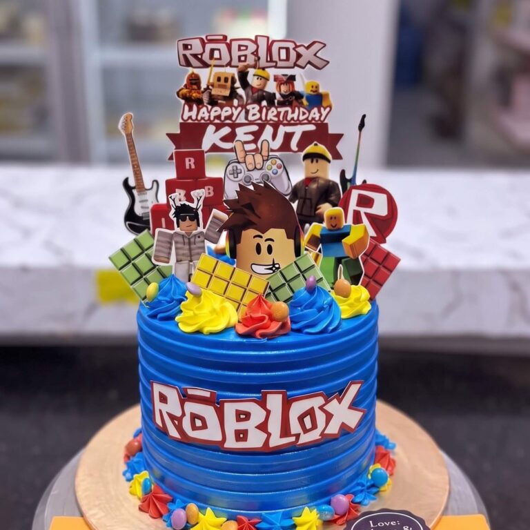Blue Roblox Adventure Birthday Cake in Lahore