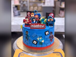 Blue Roblox Characters Cake in Lahore