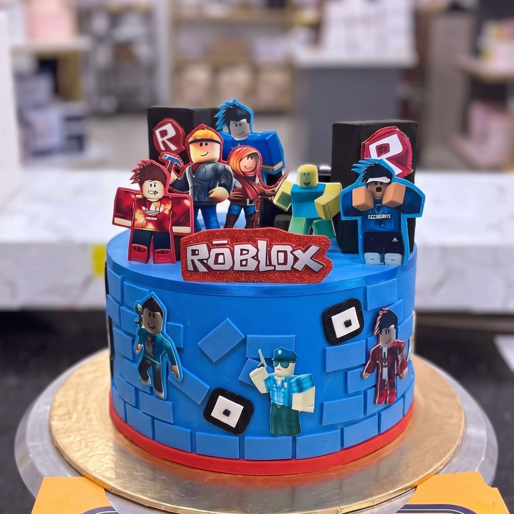 Blue Roblox Characters Cake in Lahore — CocoCrave.pk Blue Roblox Characters Cake in Lahore by CocoCrave.pk — single tier Roblox game cake in Blue