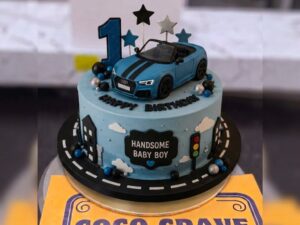 Blue Sports Car First Birthday Cake in Lahore
