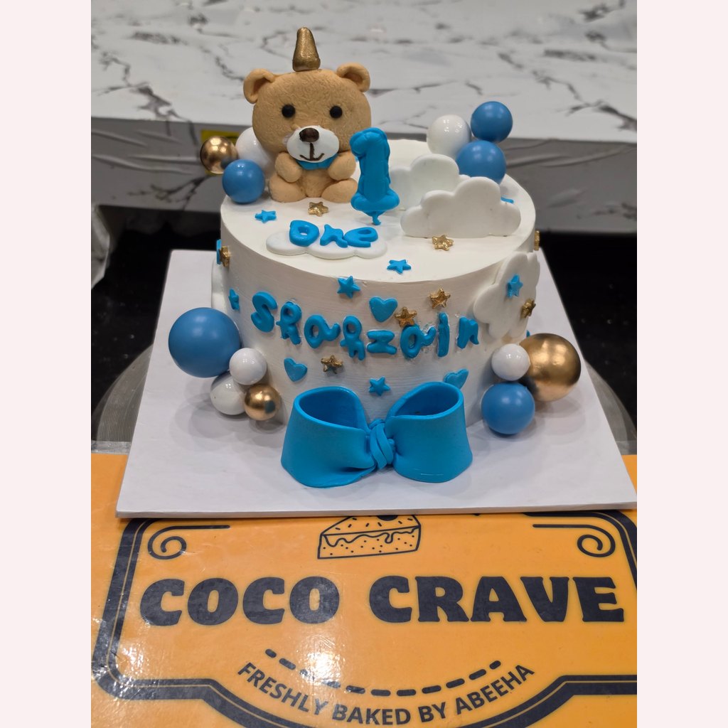 Blue Teddy Bear First Birthday Cake in Lahore Blue Teddy Bear First Birthday Cake in Lahore — CocoCrave Lahore