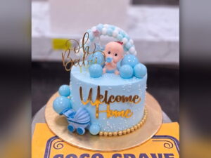 Blue Welcome Home Baby Cake in Lahore