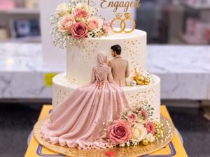 Blush Pink Bride Two Tier Walima Cake in Lahore