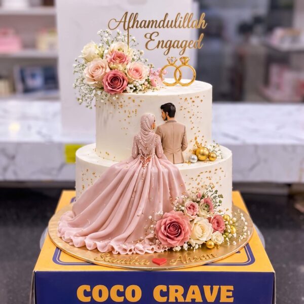 Blush Pink Bride Two Tier Walima Cake in Lahore — delivered in Lahore