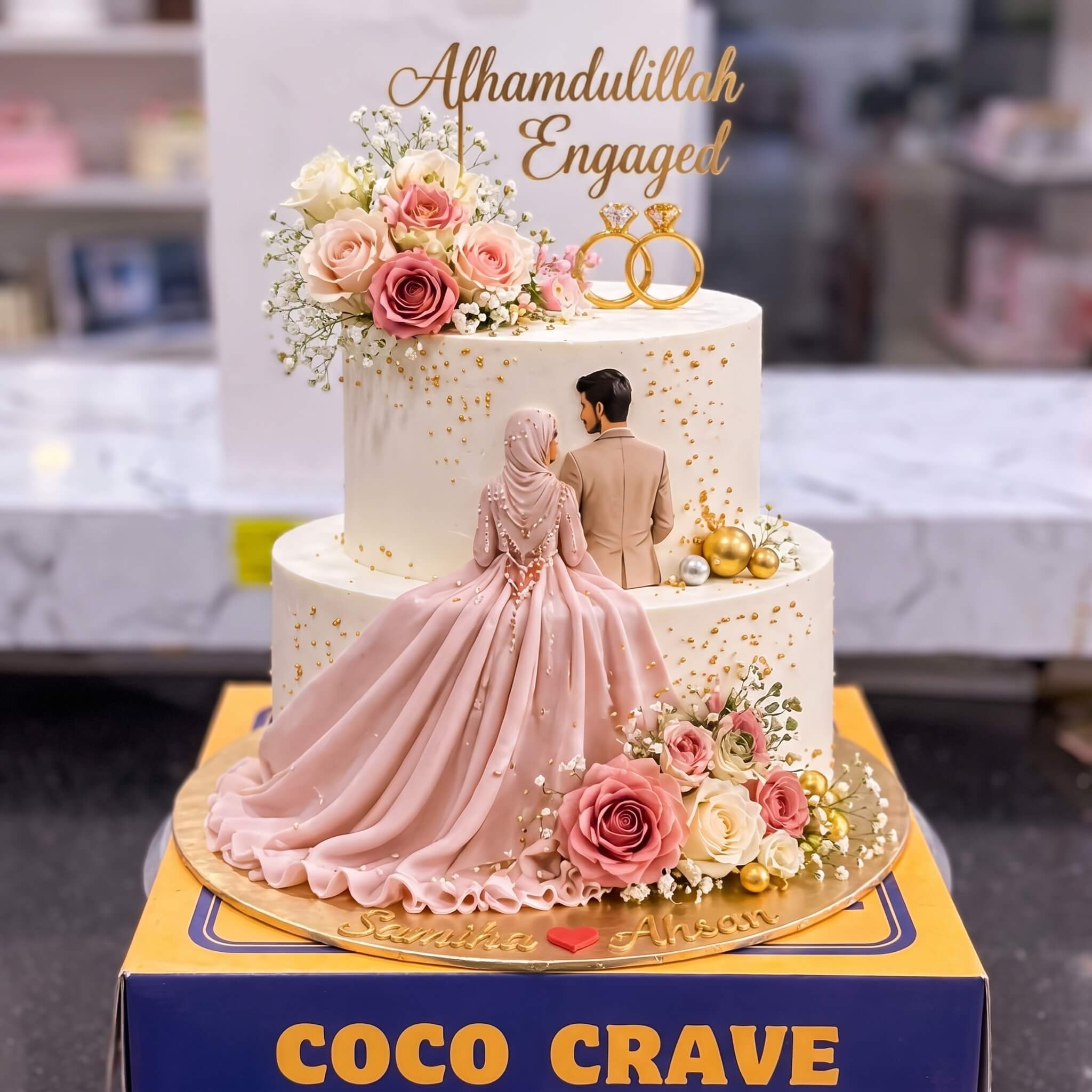 Blush Pink Bride Two Tier Walima Cake in Lahore Blush Pink Bride Two Tier Walima Cake in Lahore — CocoCrave Lahore