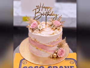 Blush Rose Gold Crown Cake in Lahore