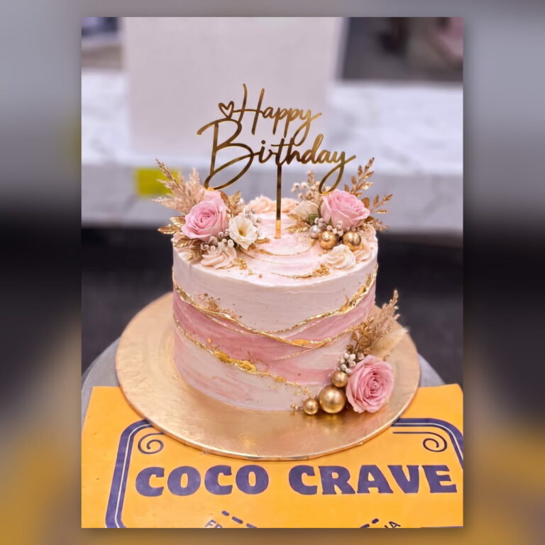 Blush Rose Gold Crown Cake in Lahore