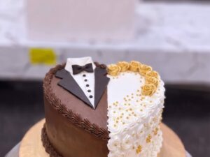 Bride and Groom Chocolate Heart Cake in Lahore