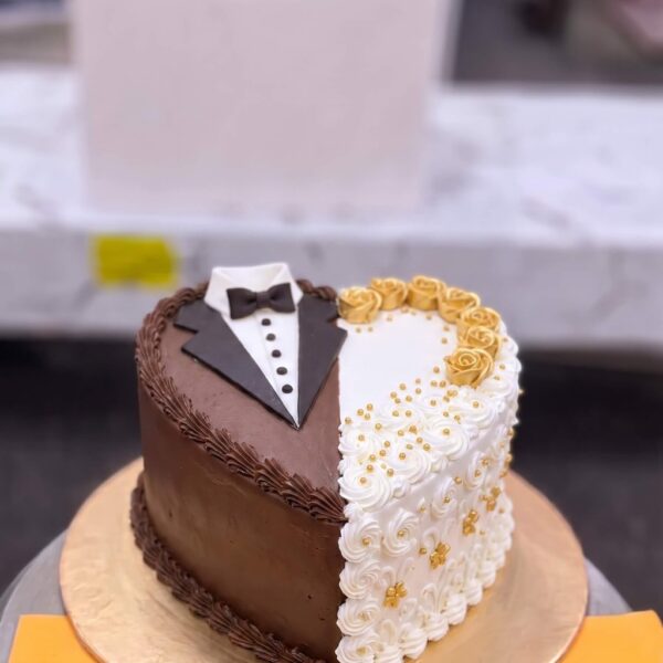 Bride and Groom Chocolate Heart Cake in Lahore — delivered in Gulberg, Lahore