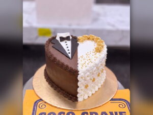 Bride and Groom Chocolate Heart Cake in Lahore