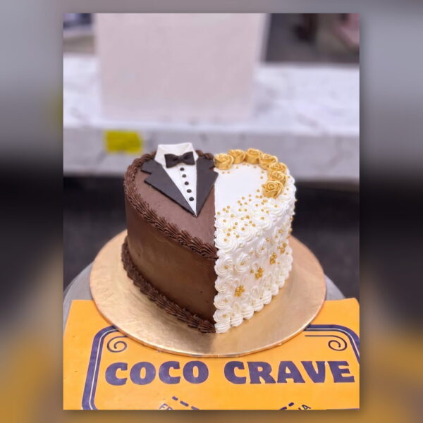Bride and Groom Chocolate Heart Cake in Lahore — delivered in Lake City, Lahore