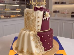 Bride and Groom Outfit Two Tier Nikkah Cake in Lahore