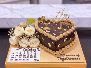 Brown Heart Anniversary Cake in Lahore