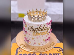 Butterfly Birthday Queen Crown Cake in Lahore