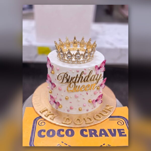 Butterfly Birthday Queen Crown Cake in Lahore — delivered in Lahore Edible, Lahore