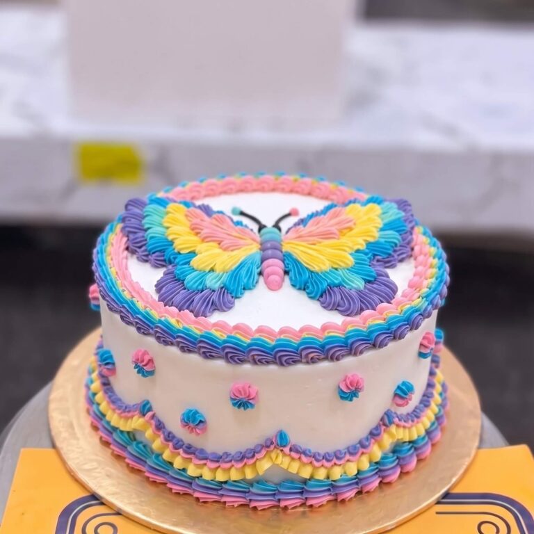 Butterfly Piped Birthday Cake in Lahore