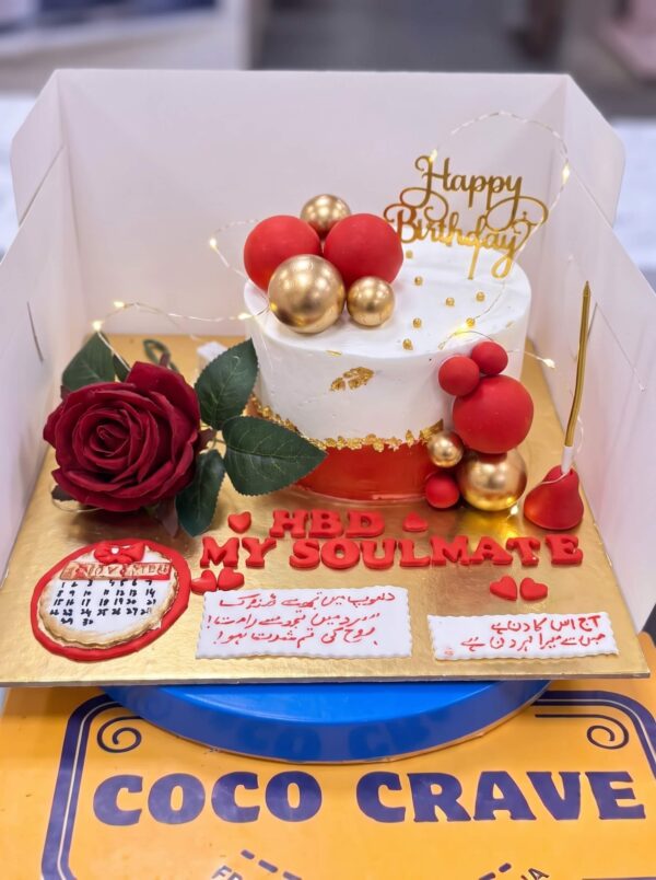 Cake and Red Roses Combo for Soulmate in Lahore — delivered in Lahore