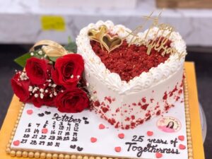 Red Velvet Heart Anniversary Cake Combo in Lahore