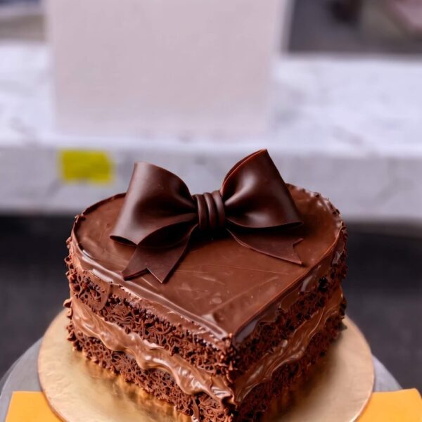 Chocolate Bow Heart Cake in Lahore — delivered in Gulberg, Lahore