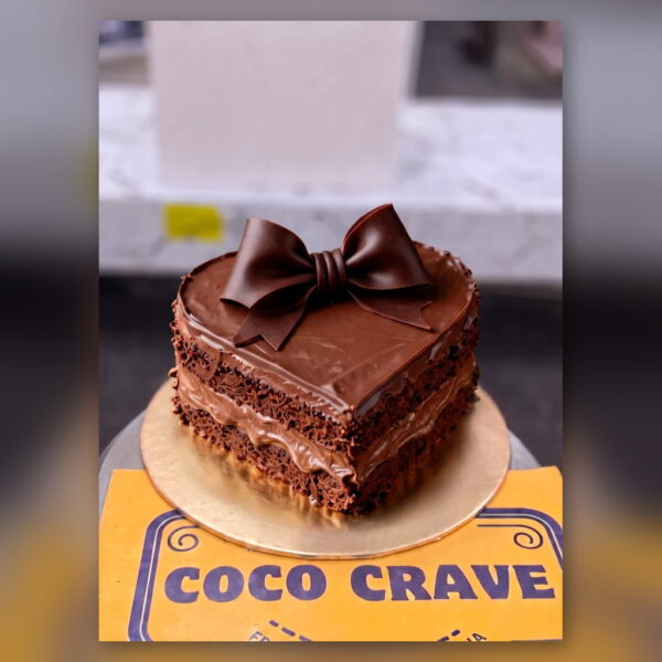 Chocolate Bow Heart Cake in Lahore — delivered in Lahore