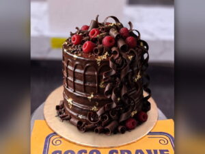 Chocolate Curls and Raspberry Cake in Lahore — CocoCrave.pk Lahore