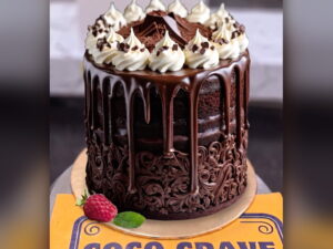 Chocolate Drip Cake with Cream Rosettes in Lahore — CocoCrave.pk Lahore