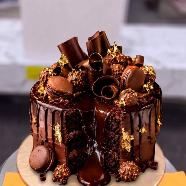 Chocolate Macaron Drip Cake in Lahore — delivered in Eme Society, Lahore