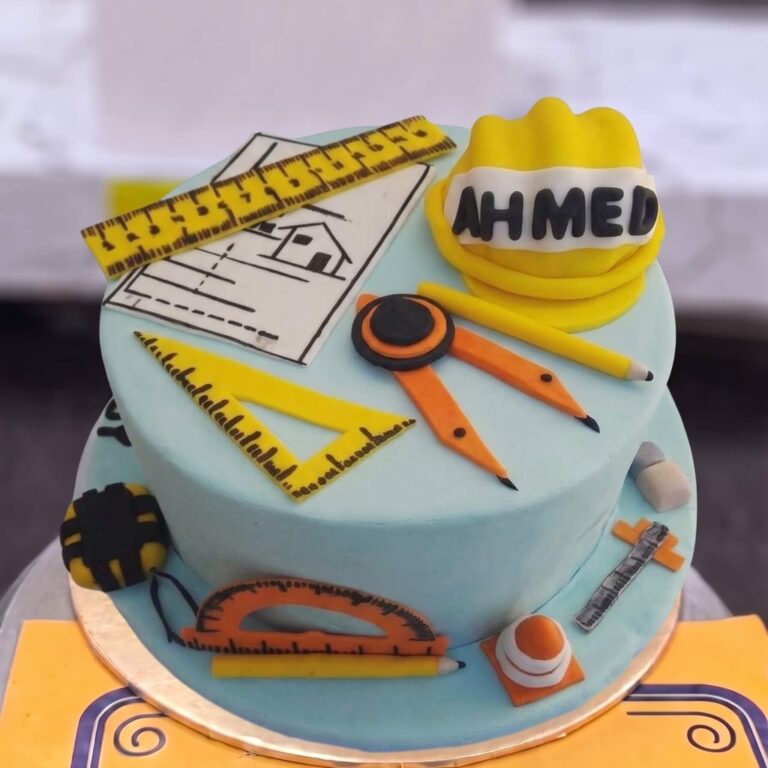 Civil Engineer Cake with Blueprints in Lahore