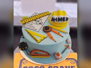 Civil Engineer Cake with Blueprints in Lahore
