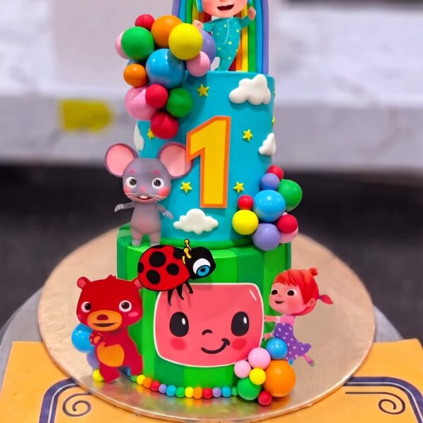 Cocomelon Balloon Arch Cake in Lahore — delivered in Eme Society, Lahore