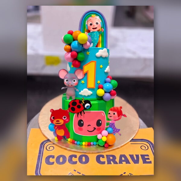 Cocomelon Balloon Arch Cake in Lahore — delivered in Eme Society, Lahore
