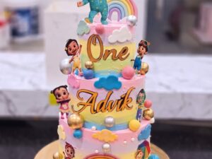 Cocomelon Three Tier Rainbow Cake in Lahore