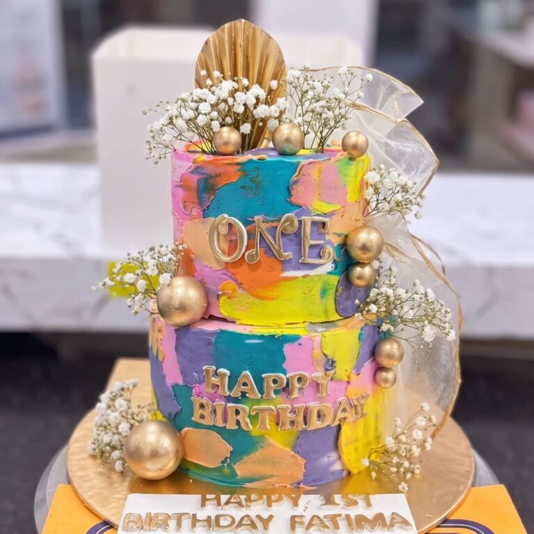 Colourful Graffiti First Birthday Cake in Lahore