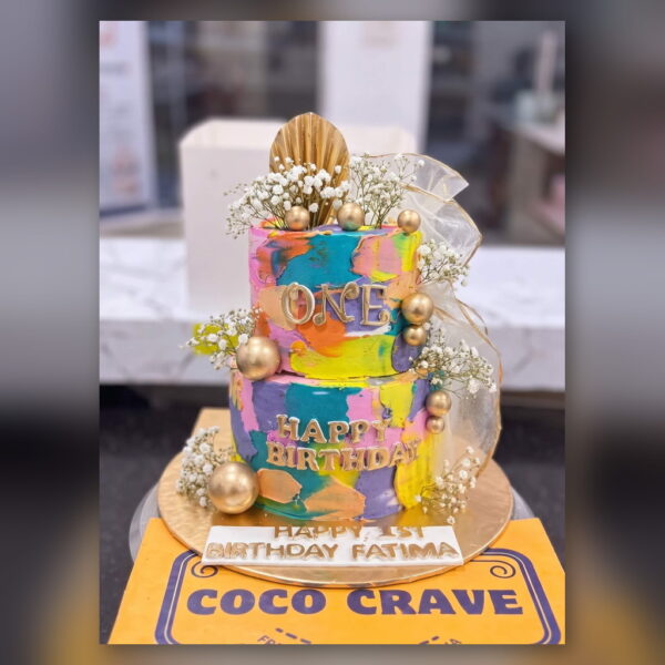 Colourful Graffiti First Birthday Cake in Lahore — delivered in Lahore