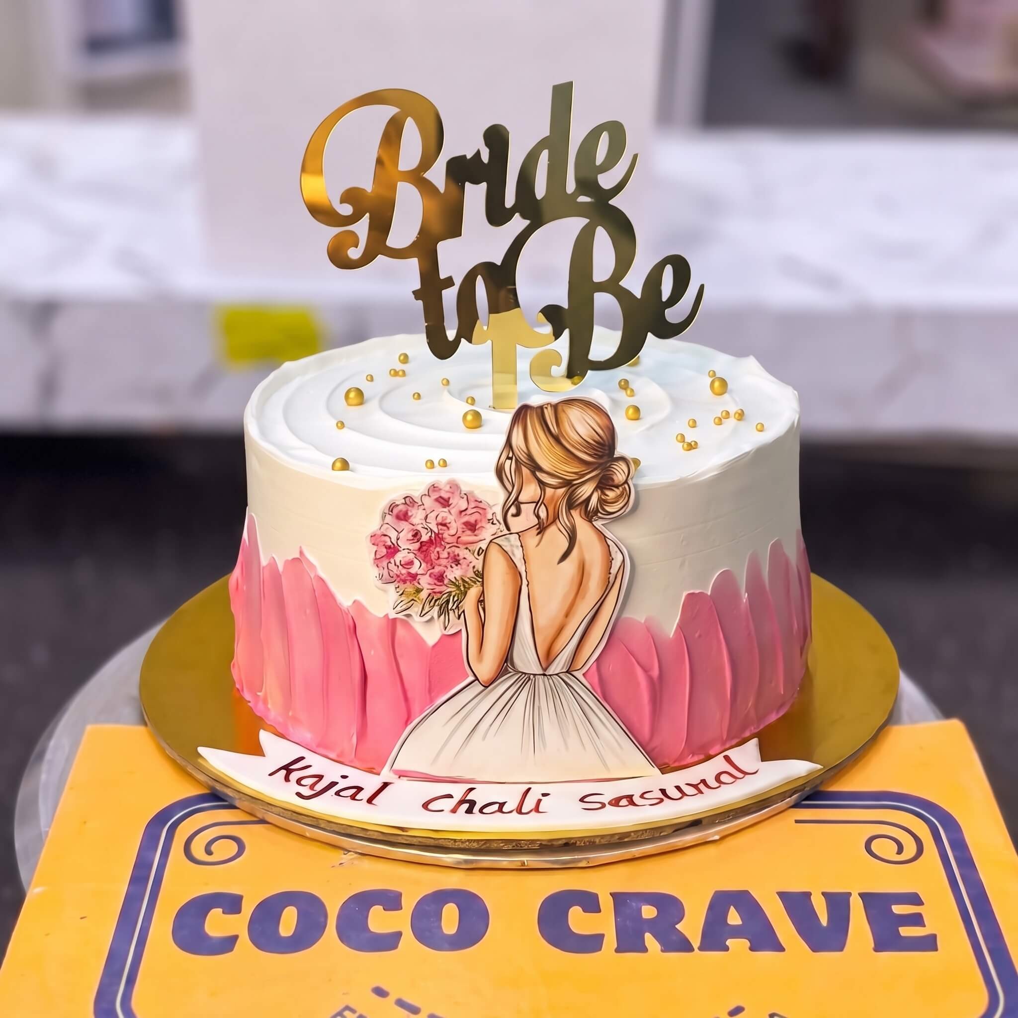 Coral Pink Bride To Be Cake in Lahore Coral Pink Bride To Be Cake in Lahore — CocoCrave Lahore