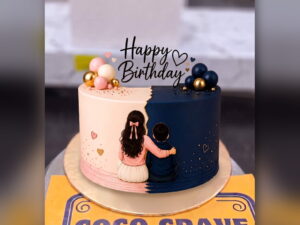 Couple Anniversary Cake Pink and Navy in Lahore — delivered in Lahore Cake Delivery Dha, Lahore